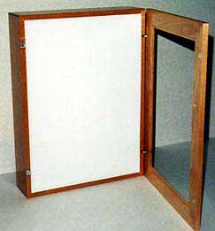 Photo of hinged front on light
box.