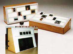 Photo of slant top light
boxes.